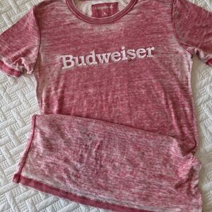 Budweiser Red And White Heathered Tee